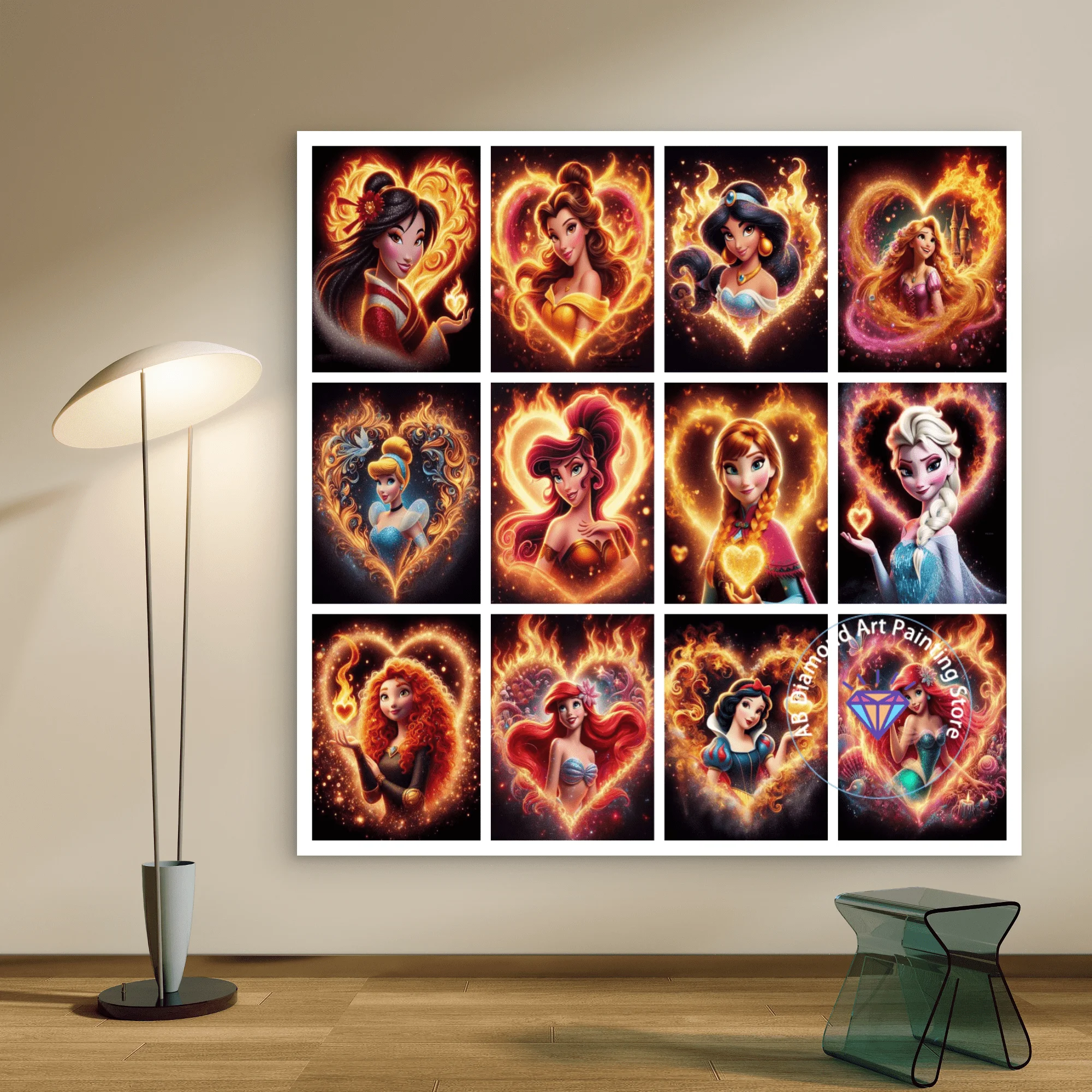 

Elsa Princess Mermaid Bell Princess Snow White Rapunzel AB Diamond Painting Kit 5D DIY Diamond Embroidery Handmade Art Gift