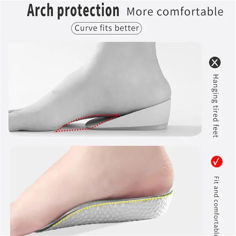 Arch Support Height Increase Insoles Half Pads Orthopedic Breathable Memory Foam Lifts Kits Insert For Men Women Taller Foot Pad