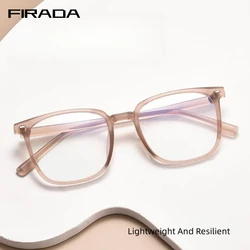 FIRADA Fashion Design Transparent Eyeglasses Retro Square TR90 Eyewear Comfortable Prescription Glasses Frame For Women TR2101T