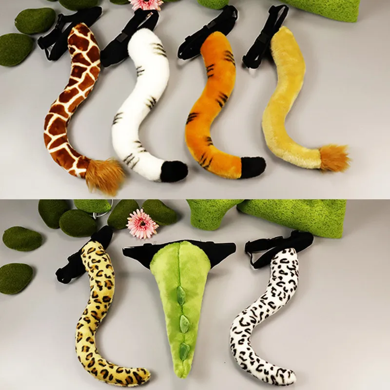 

Zoo Animal Dinosaur Tiger Cosplay Costumes Accessories Plush Tail Toys Bear Cat Wolf Tiger Paw Claw Full Gloves Party Gifts Toy