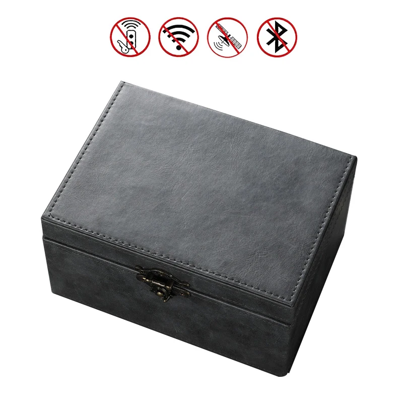 Faraday Box Rfid Anti-Theft Signal Blocking Case Retro Crazy Horse Leather Bank Card Shielding Box Anti Theft for Car Key Case