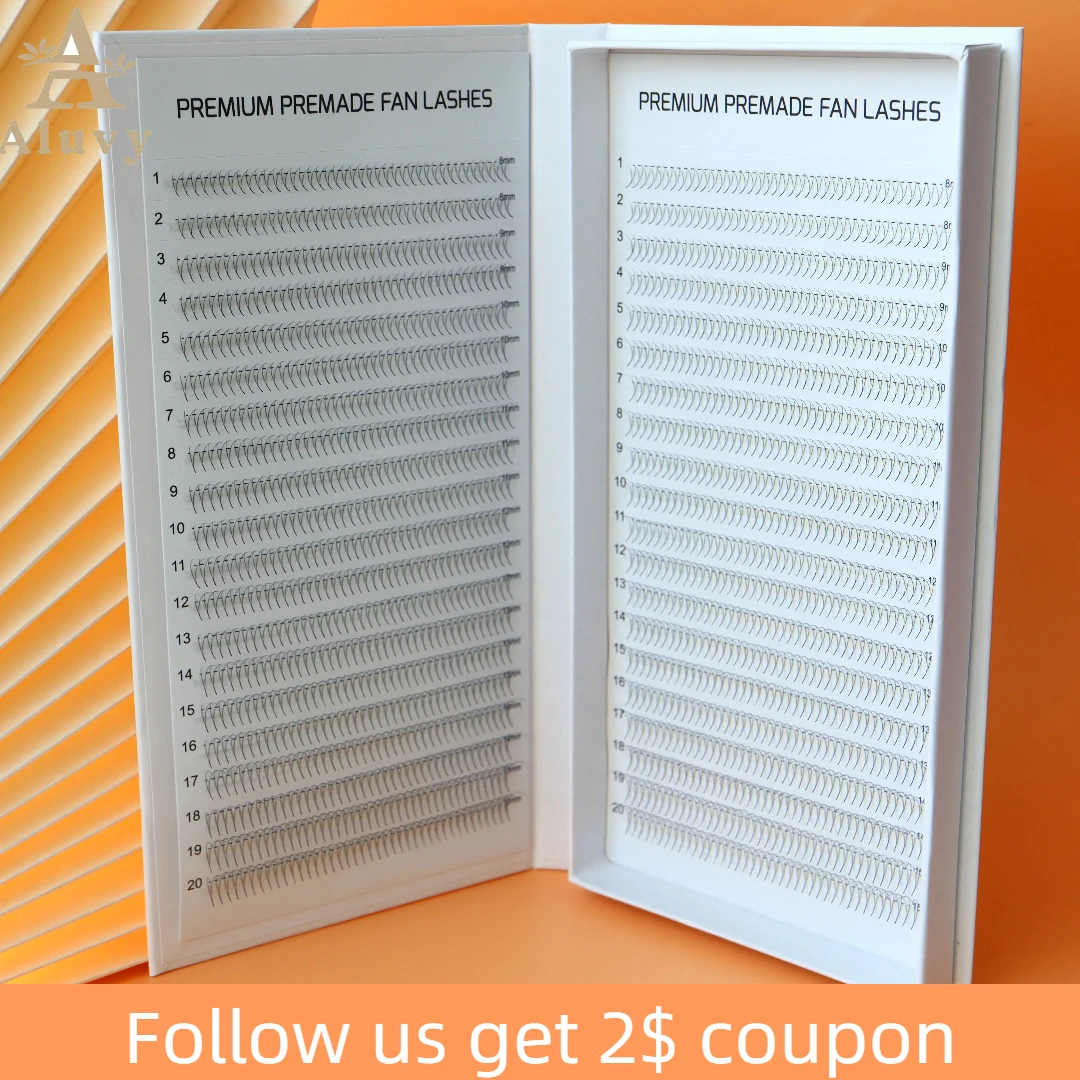 Bandeja estreita para cílios pré-fabricados, 1600 fãs, 40 linhas mega 6d 8d, volume russo, base fina pontiaguda, fãs de promada, extensões de cílios, fornecimento