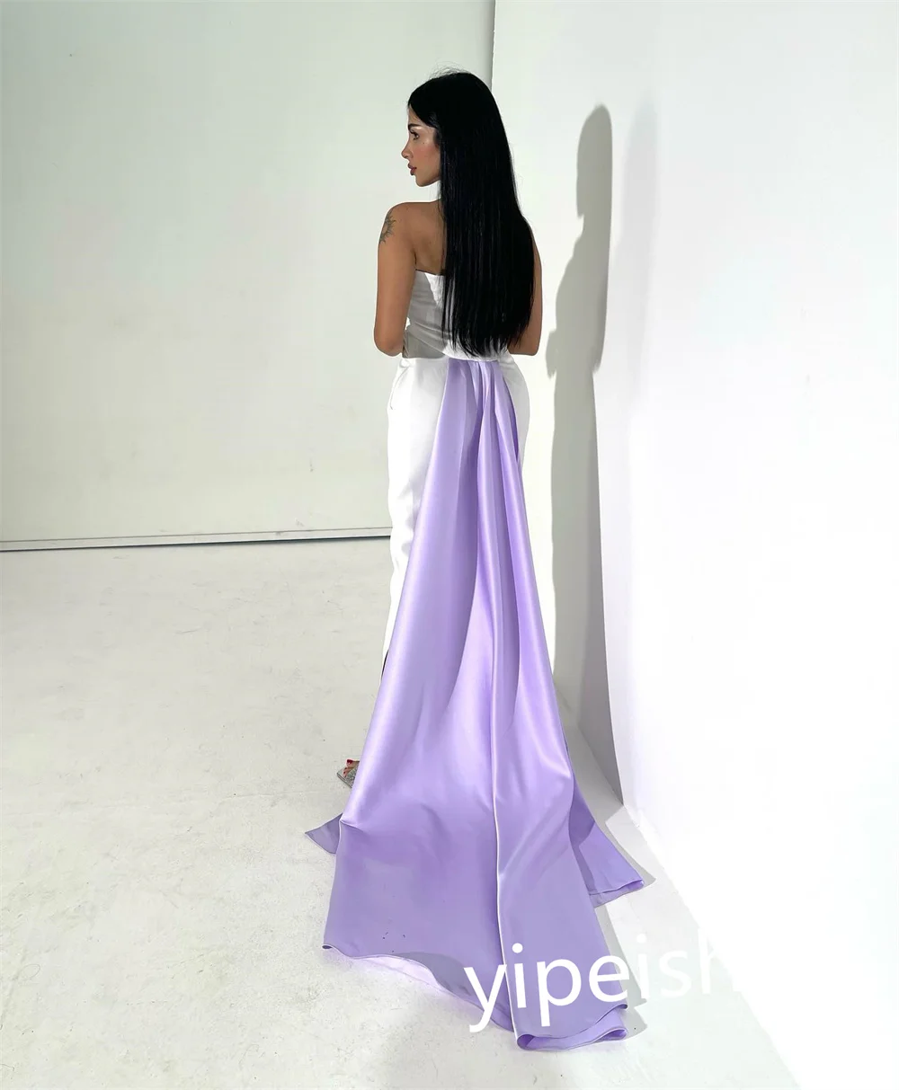 Women Customized Strapless A-line Anke Length Formal Ocassion Gown Satin vestidos para mujer elegantes
