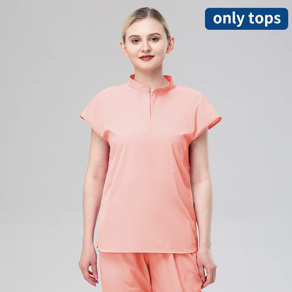 Klaring Scrubs Uniformen Tops Medische Stof Vrouwen Verpleegkundige T-shirt Elastische Huisdier Veterinaire No-Stok Haar Werkkleding Medische Uniformen