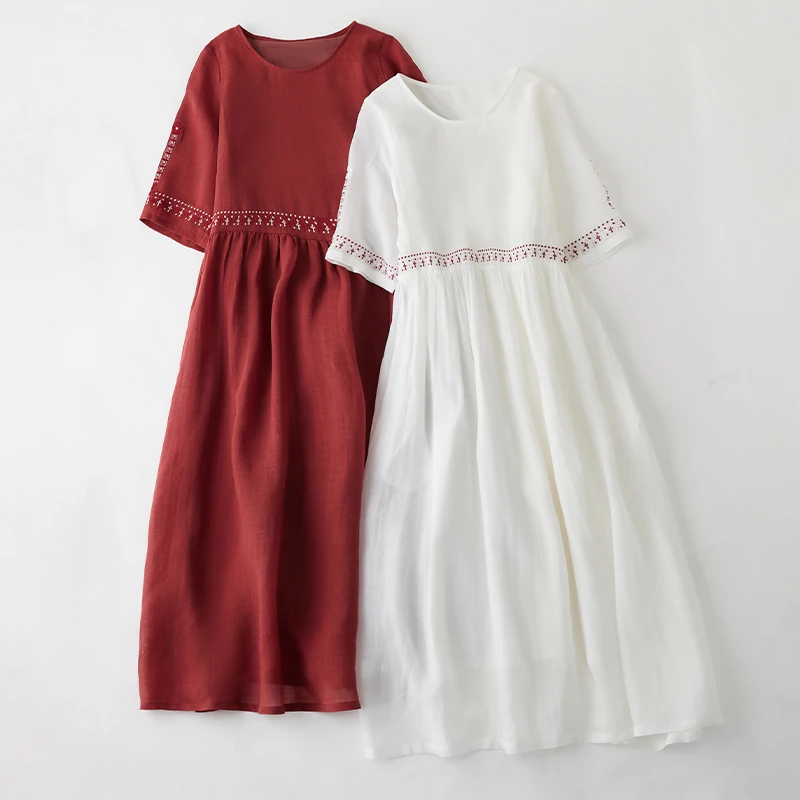 تنورة فنية فضفاضة تناسب القنب دكتور مطرزة بحاشية كبيرة تنورة طويلة Sle تخفيف الخصر مادة فضفاضة للموسم الآخر ربيع Au...