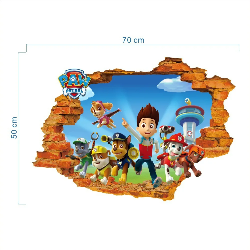 Paw Patrol Wall Stickers Children\'s Anime Puppy Dog Printed 3d Three-dimensional Bedroom Wall Decorative Stickers Kids Toy Gifts