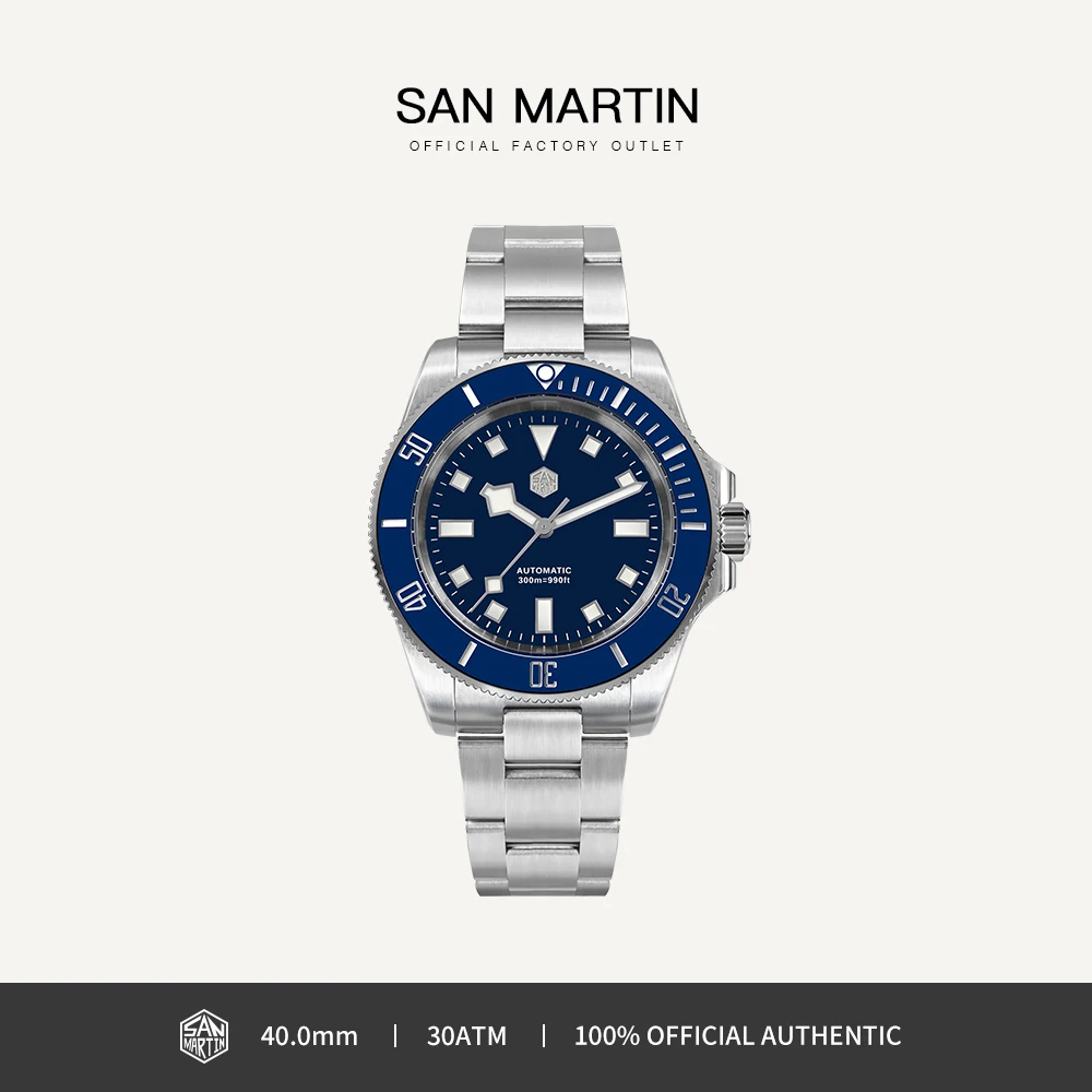 

San Martin 40mm Men Diver Watch Automatic Mechanical NH35 Movement High Quality Stainless Steel Sapphire Crystal 300Bar SN0111