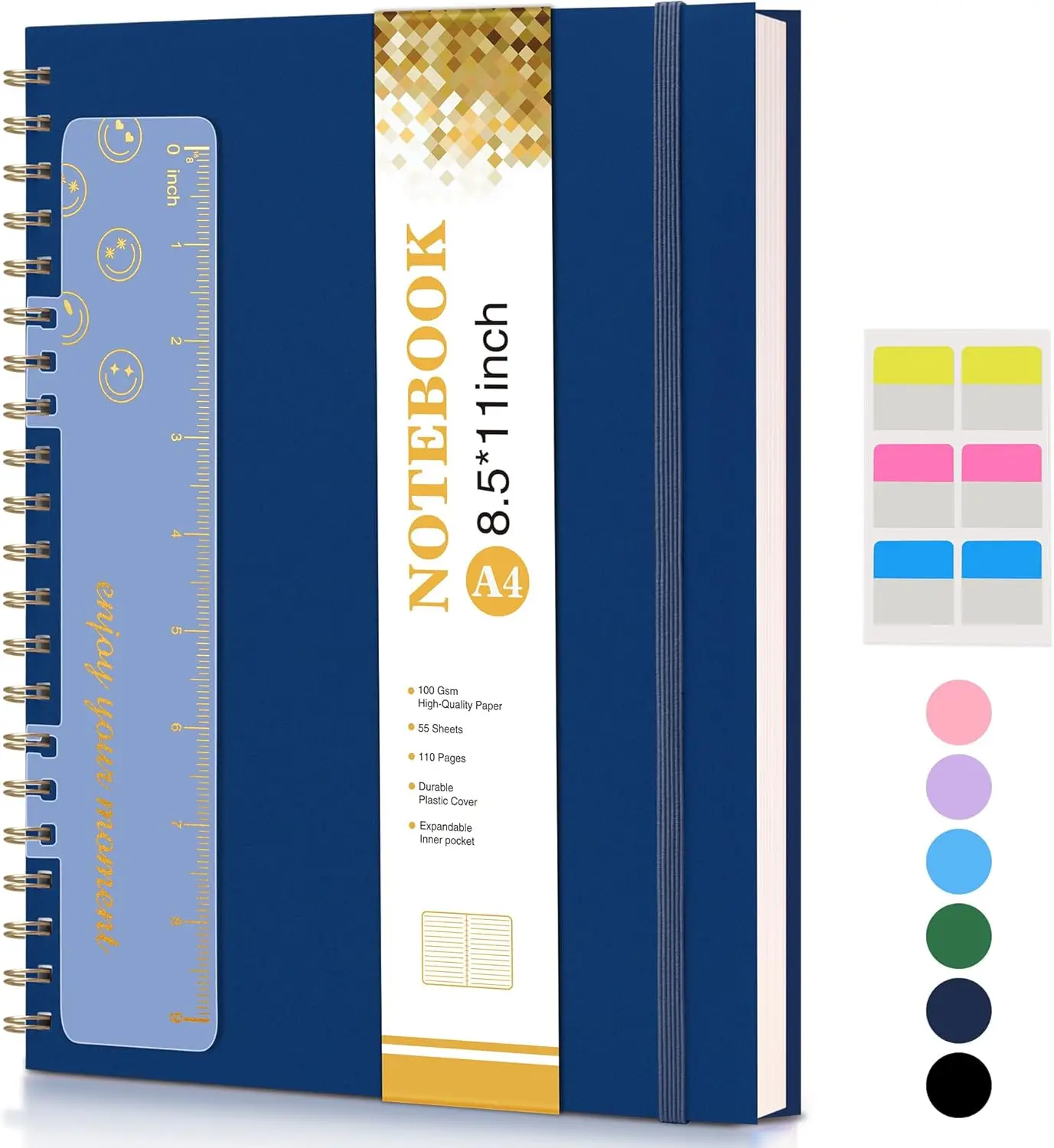 

A4 Hardcover Spiral Notebook, 8.5x11 College Ruled Journal with 100 GSM Paper for Work School Note Taking