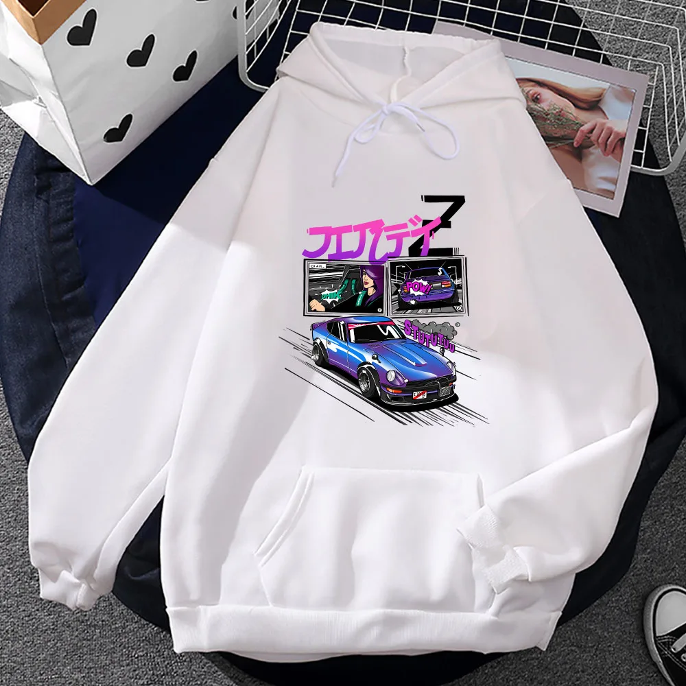 Japanese Anime Hoodie Car Printing Streetwear Men Clothing Winter Fleece Soft Pullover Male/female Sweatshirts Long Sleeve Tops