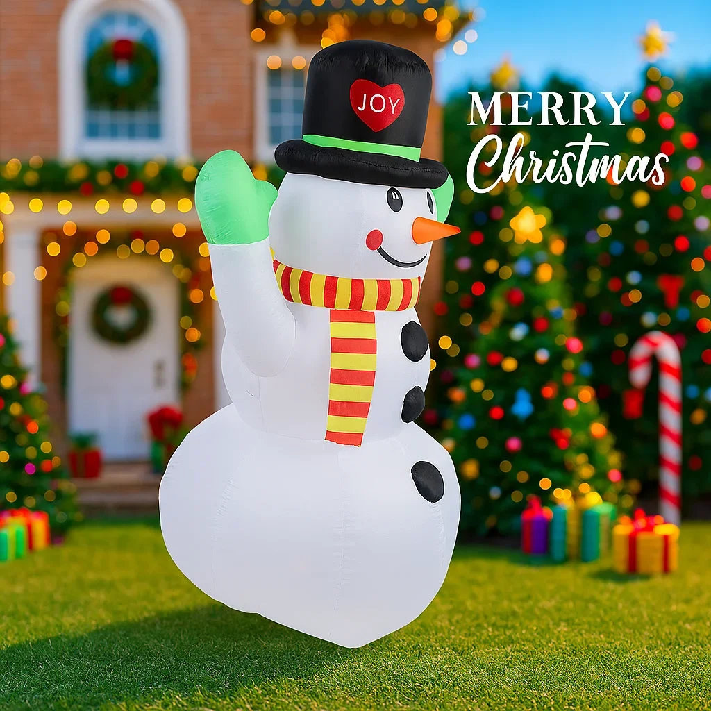 7.22FT Lampu LED Boneka Salju Tiup Natal dengan Topi dan Syal, Mainan Dekorasi Rumah untuk Pesta, Perlengkapan Hiasan Halaman dan Taman, Hadiah Liburan Natal
