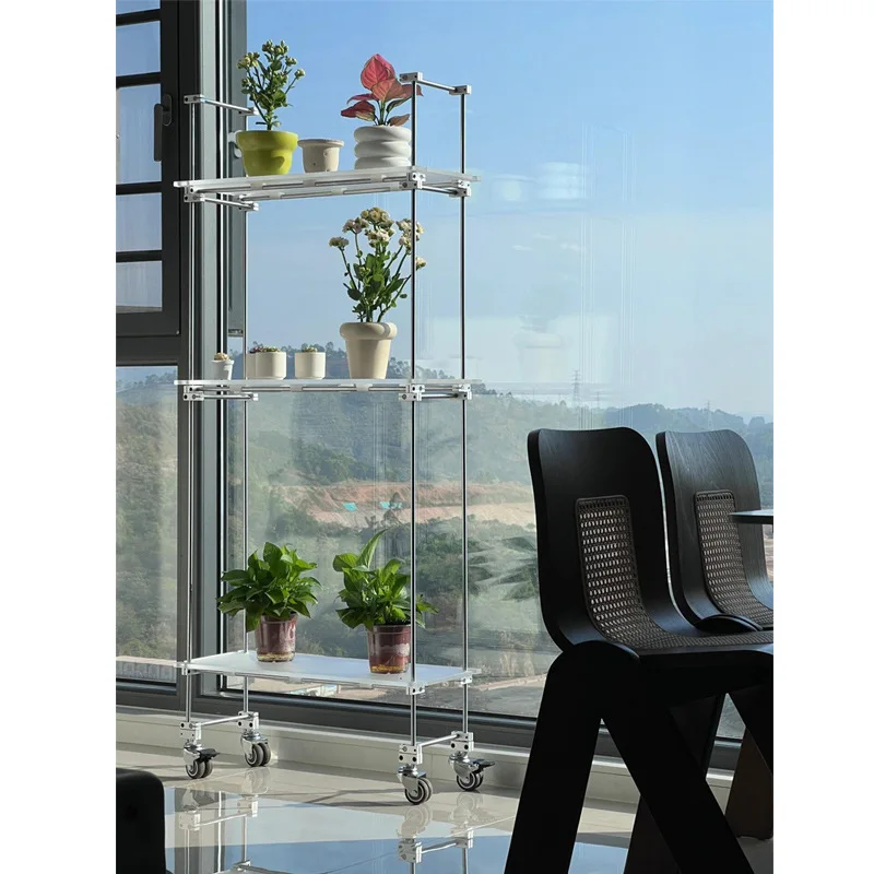 Removable metal rack flower rack storage rack display case acrylic cart