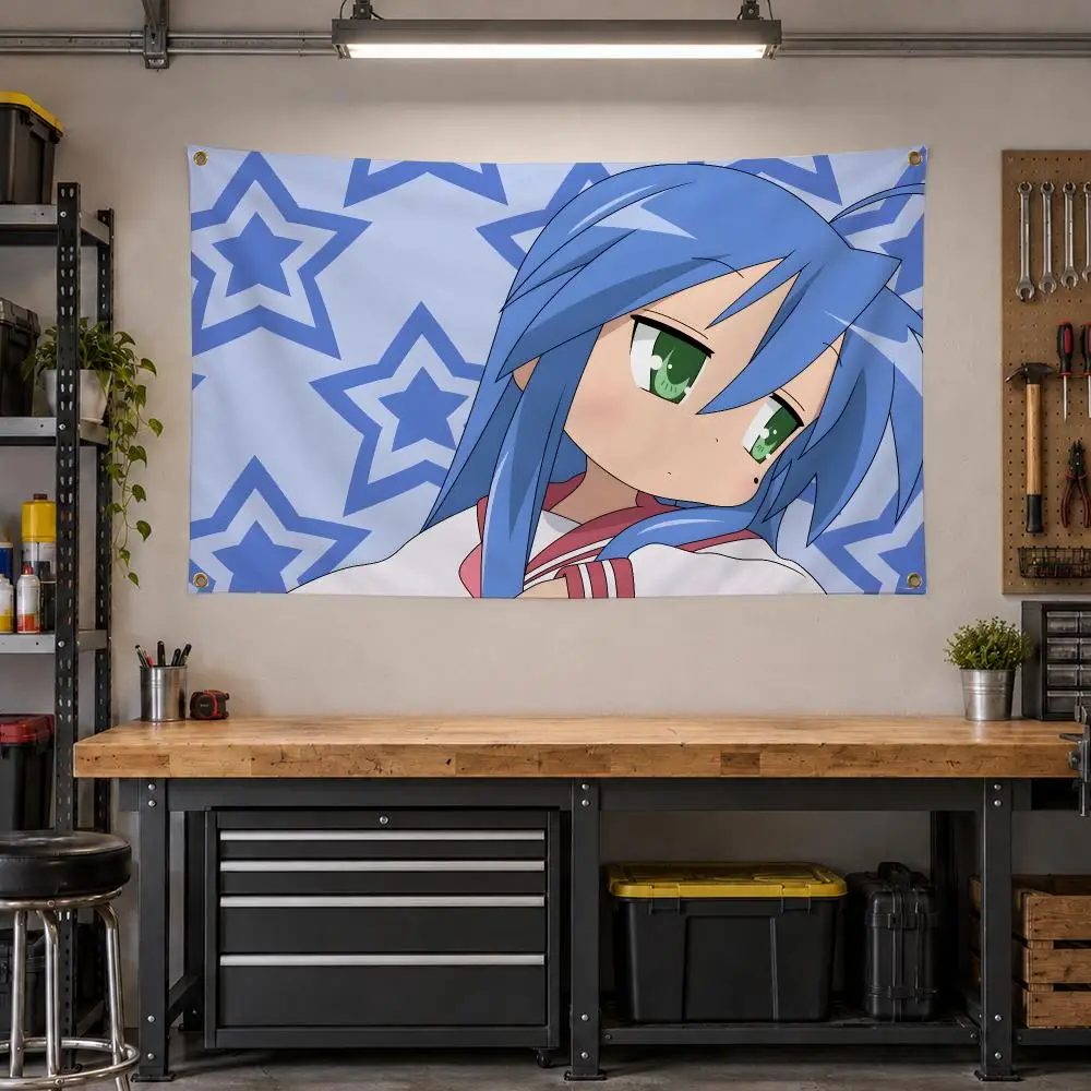 Anime Lucky Star Comedy Moe Flags Personalized Banner Flag Room Dorm Camping Picnic Garage Bar Outdoor Wall Decor