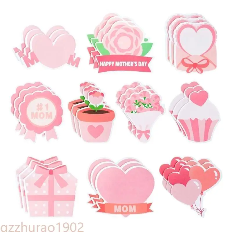 97QB 10pcs Pad Notes Pad Set Selbstklebende Notizbilder Herzform-Designs Designs