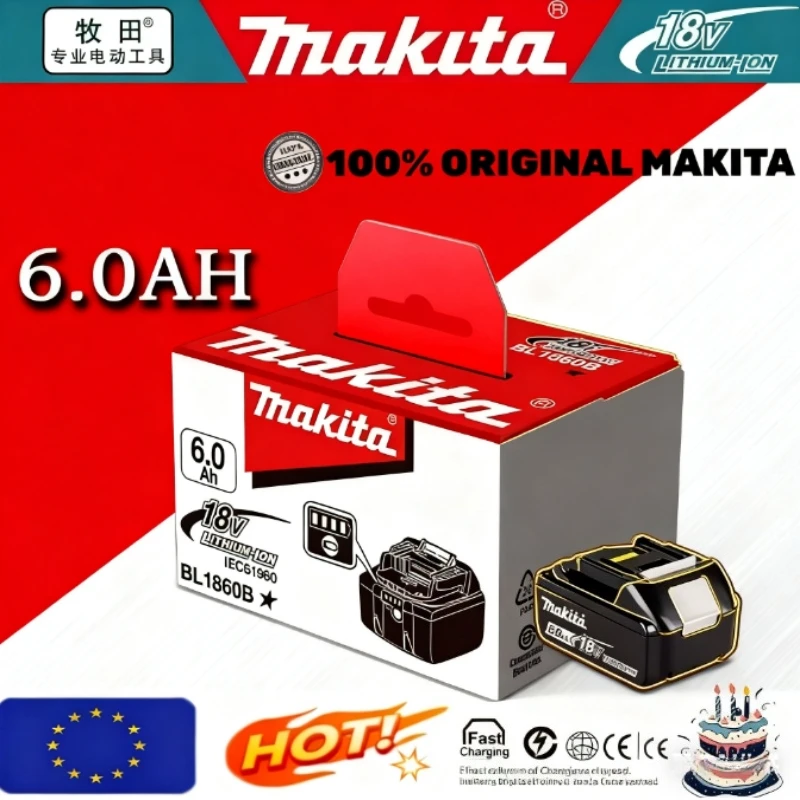 

100% Оригинальный литиевый аккумулятор Makita 6Ач/5Ач/3Ач для Makita 18В, замена для моделей BL1830B, BL1850B, BL1850, BL1840, BL1860, BL1815