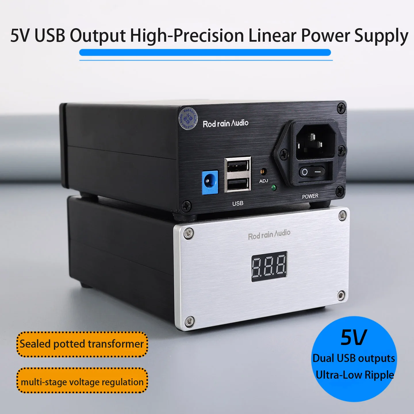 

DC Linear Regulated Power Supply DC 5.5 USB 5V Ultra-low ripple Low-Noise for HiFi Audio