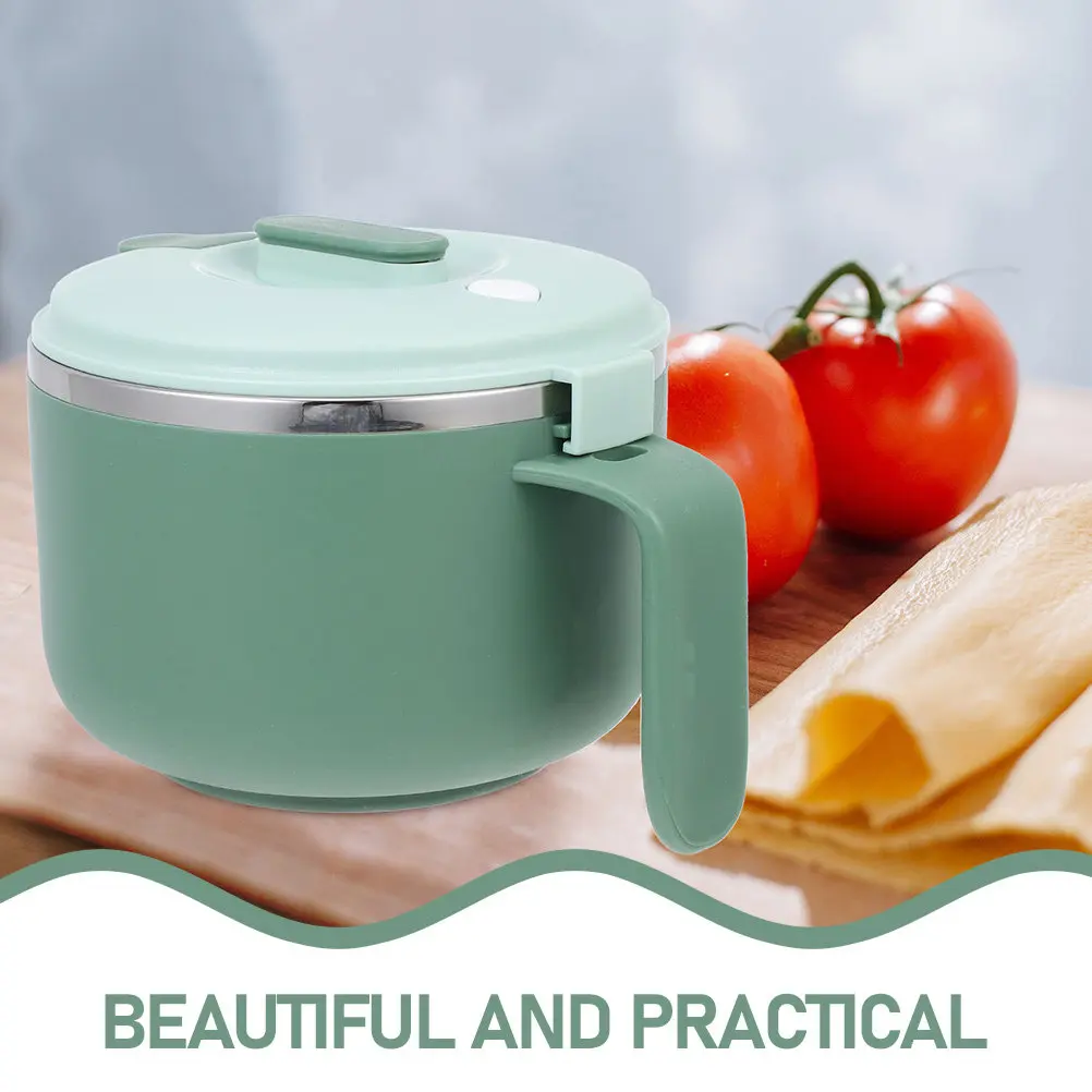 

Ланч-бокс из нержавеющей стали объемом 1,2 л с ручкой, контейнер для еды, для салатов, фруктов, лапши, многоразовая миска для рамена, компактный