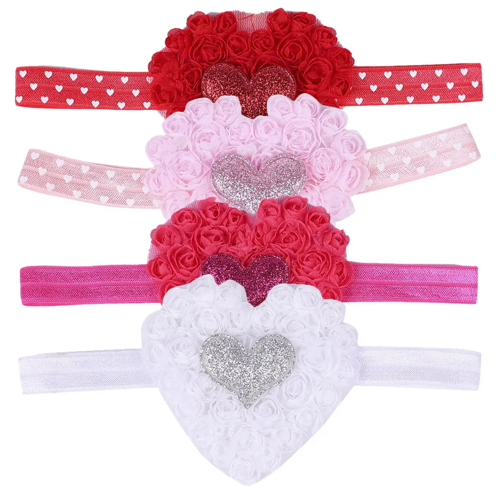 

4 шт., повязки на голову с сердечками для маленьких девочек, детские эластичные повязки на день Святого Валентина в форме любви, праздничная одежда, праздничные головные уборы, повязки на голову на день Святого Валентина