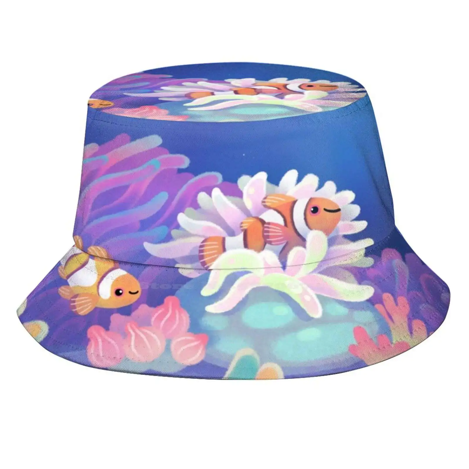 Anemone Home Sun Cap Fisherman Hat Bucket Hats Clown Fish Sea Anemone Ocean Marine Life Animals Summer Scuba Coral Anemone Fish