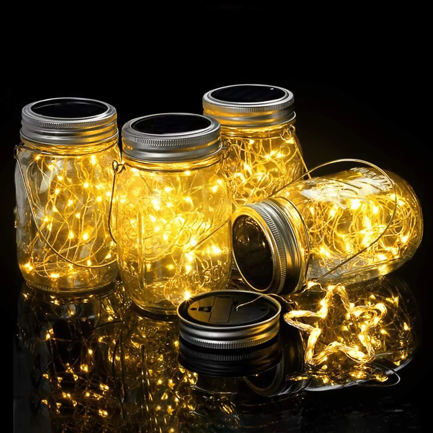 

20 светодиодных подвесных гирлянд Mason Jar, уличный фонарь на солнечной батарее для внутреннего двора, сада и украшения газона