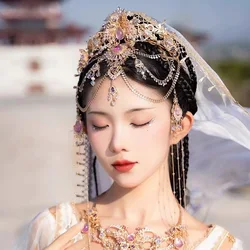 Princess Hair Crown Inlaid Rhinestone Headdress Exotic Bride Heavy Gorgeous Crown Hair Accessories Headband for Women New Style