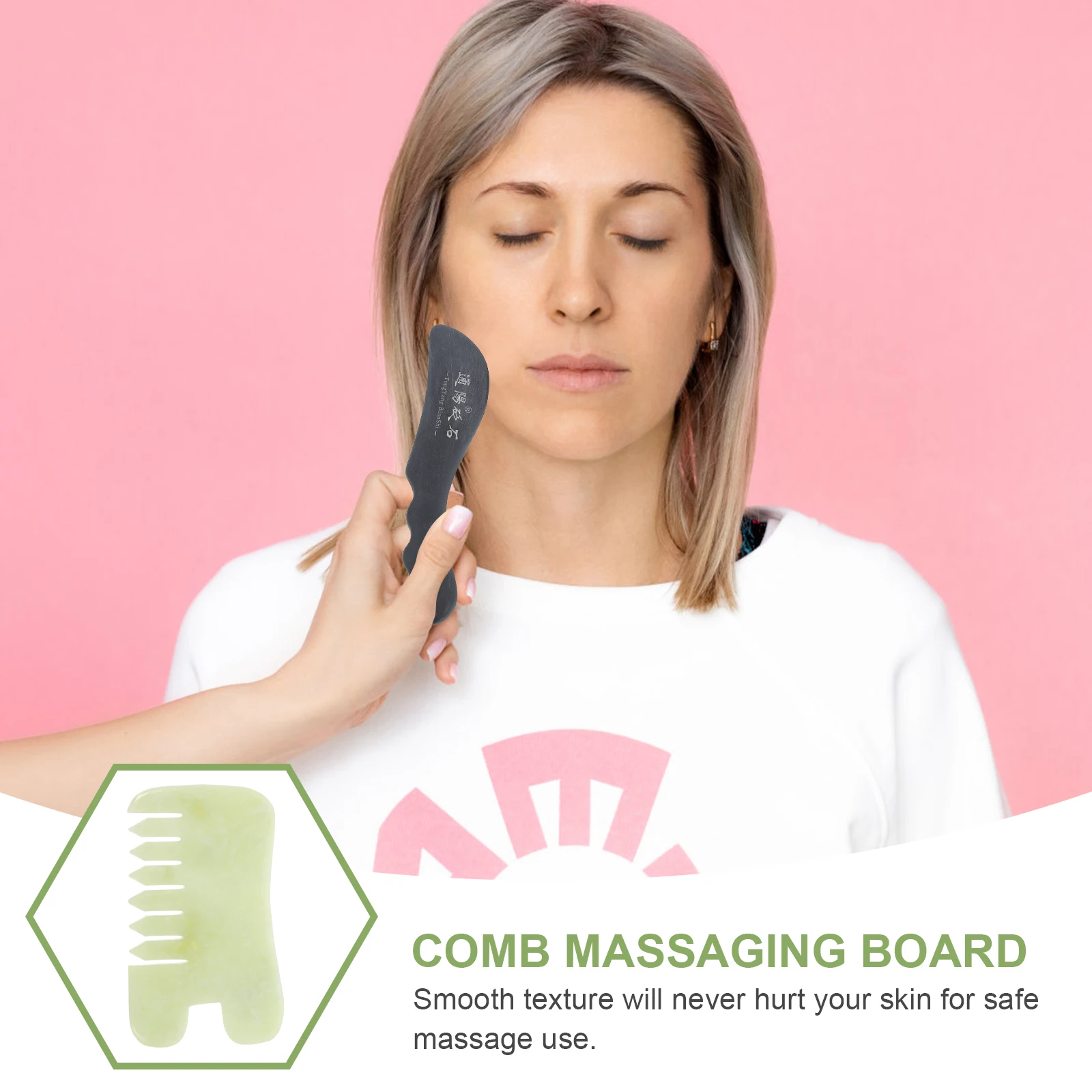 

Natural Jade Comb Massaging Board Ergonomic Scraping Massage Tool for Body Facial Spa Beauty Care Neck Back Relaxation