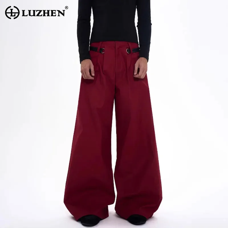 

LUZHEN 2025 New Fashion Baggy Wide Leg Solid Color Casual Trousers Men's Original High Quality Street Straight Tube Pants JY3672