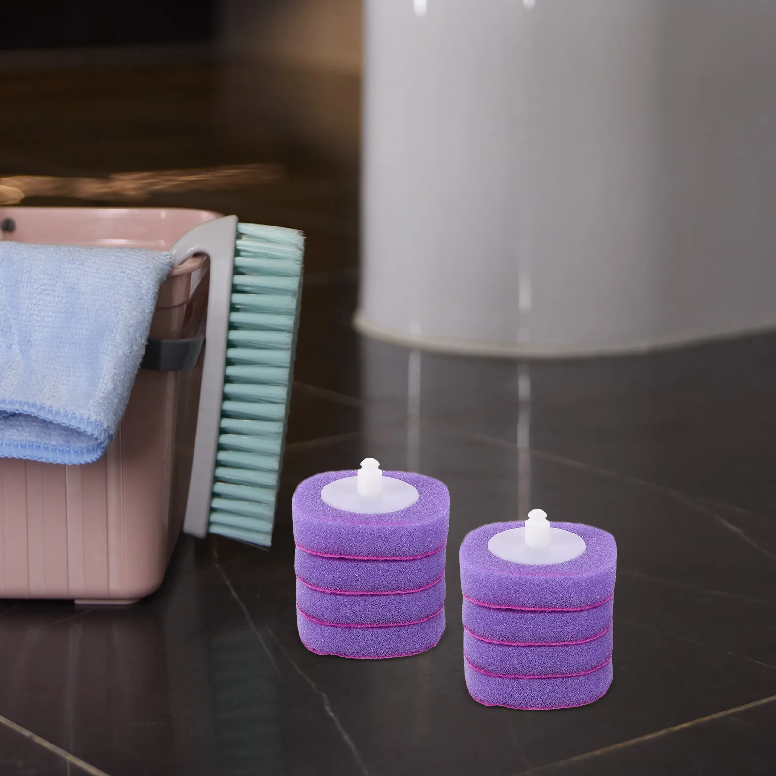 8Pcs Toilet Brush Replacement Disposable Heads Toilet Bowl Cleaning Replacement Household Bathroom Tool Purple