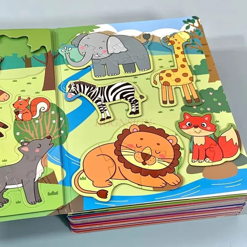 1 كتاب الطفل لغز مغناطيسي لعبة كتلة التعليم المبكر لوحة الكرتون 2-6 سنة الأطفال المغناطيسي كتاب ملصق لغز #1