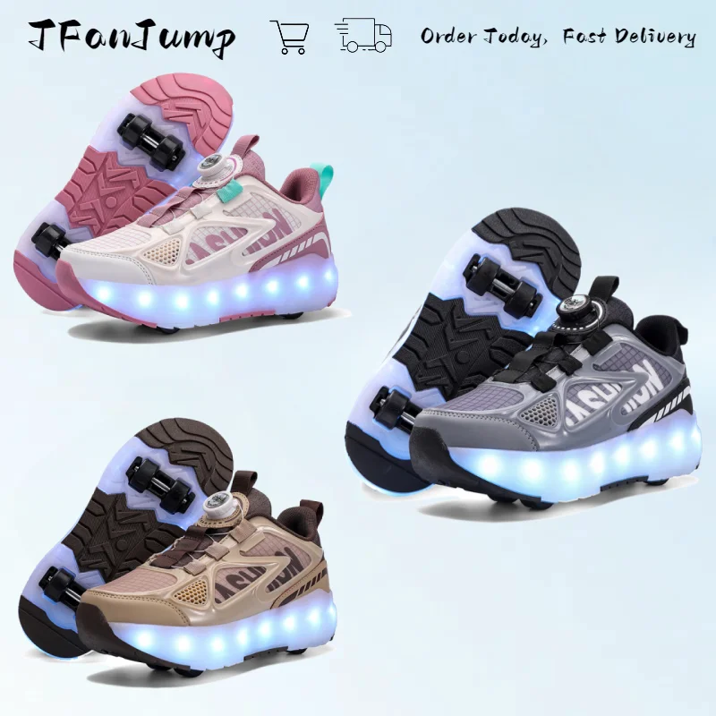 Four-Wheel Fashion Outdoor Roller Skates LED Luminous Children's Wheeled Sports Shoes Girls Boys Children's Gifts