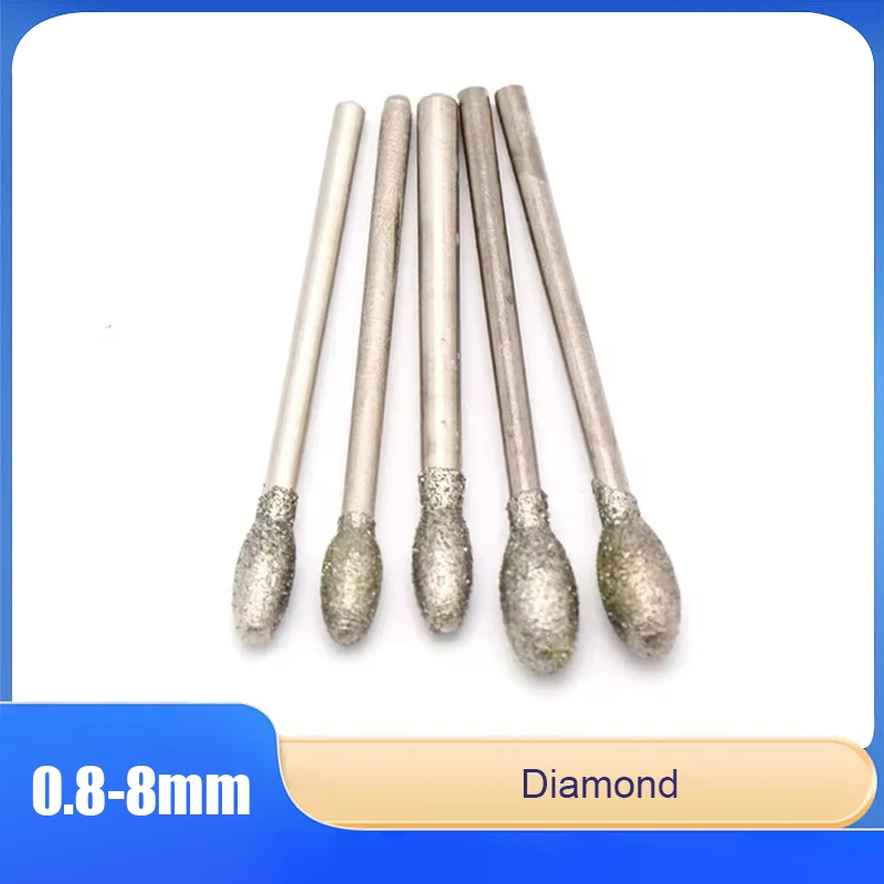 

1/2-20pcs Oval Electroplated Diamond Burrs For Grinding And Engraving 2.35/3mm Shank Compatible With Dremel Rotary Tools 0.8-8mm