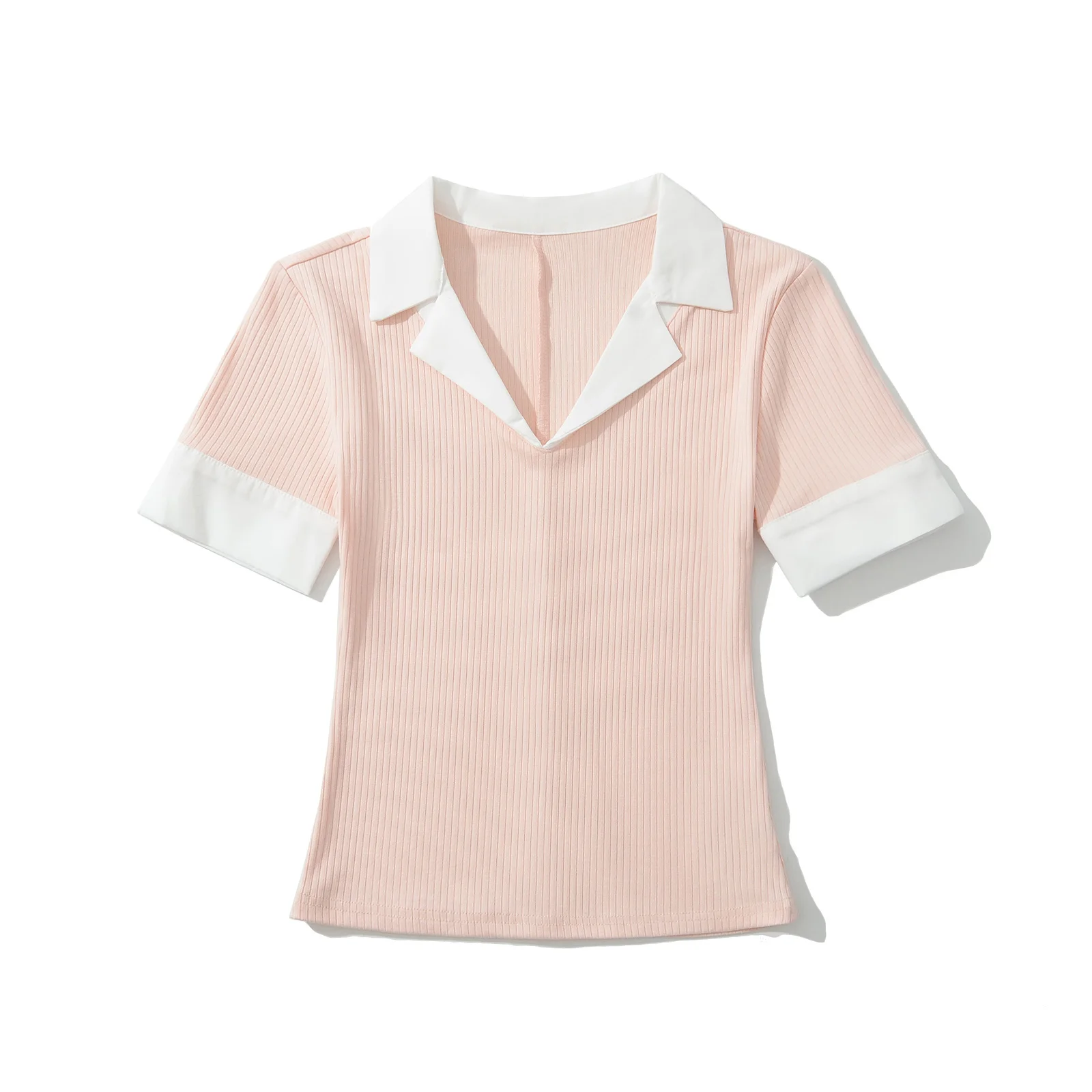 التصميم الأمريكي تحسس irt طوق ort Sve تي شيرت المرأة الصيف التخسيس ort طول أعلى اللون Blo Commute Sle V-Ne #5