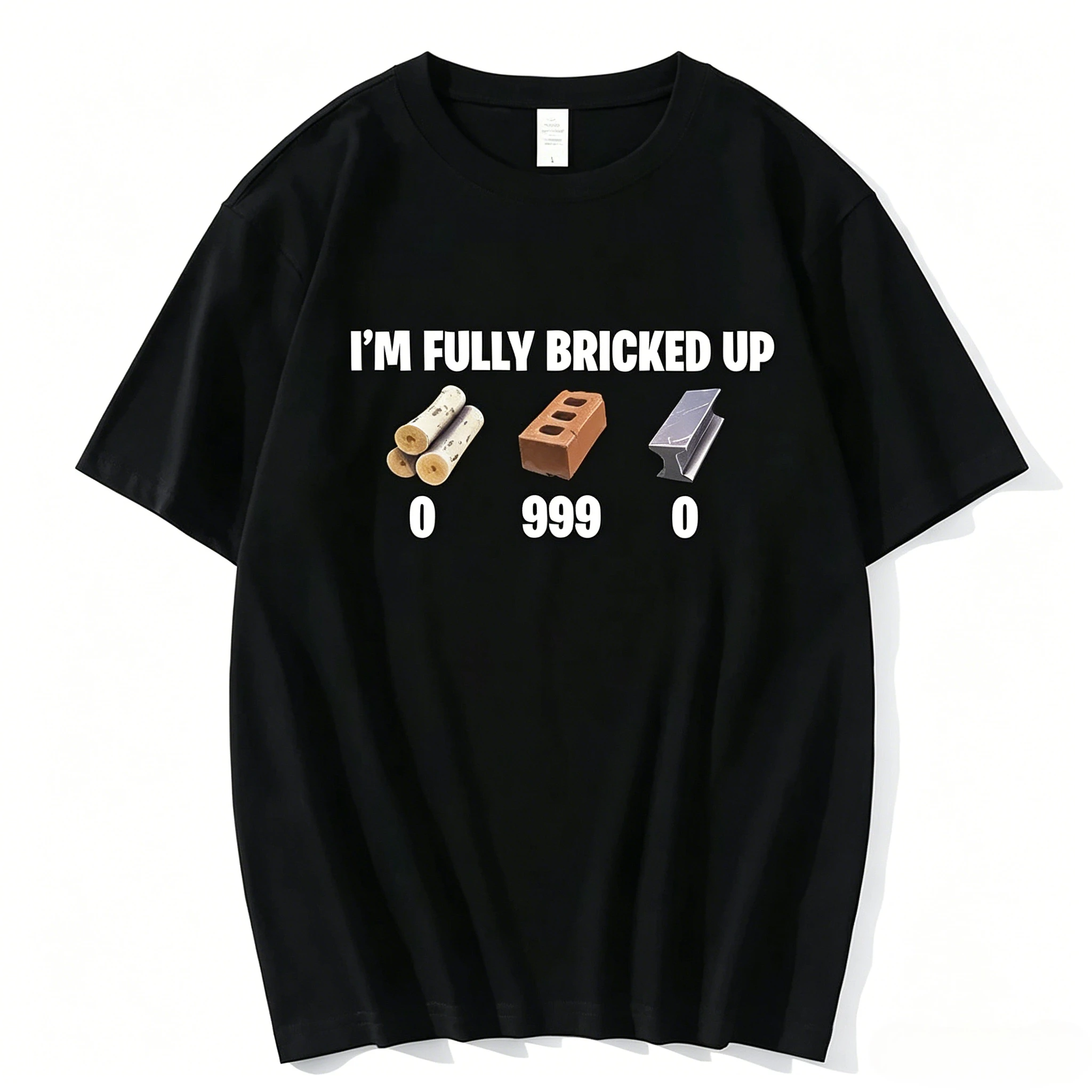 SUMMER HOT SALE MEN CARTOON PRINT I'M FULLY BRICKED UP T-SHIRT Men's and Women's Japanese and Korean Cotton fashion style Tees