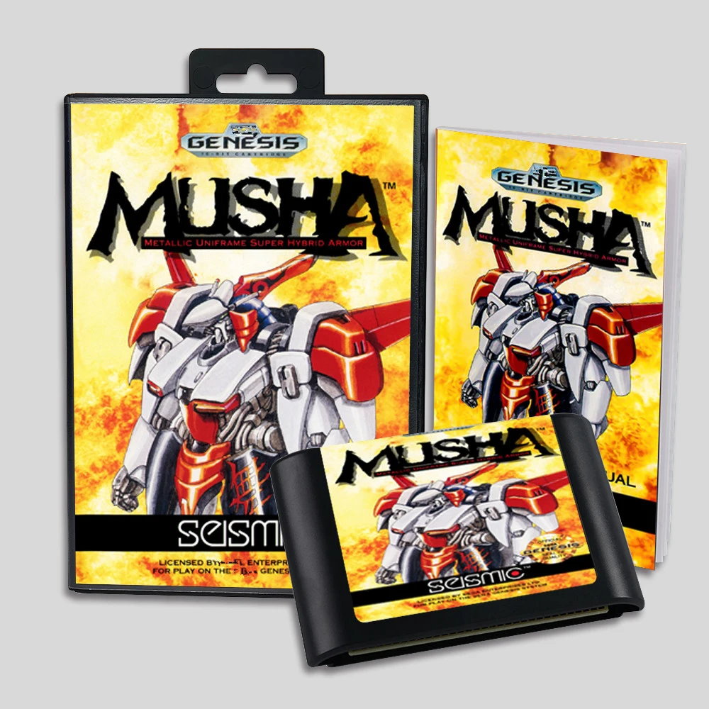 Musha USA EUR MD Game Cartridge Box Manual For Sega 16 bit Mega Drive Genesis Consoles