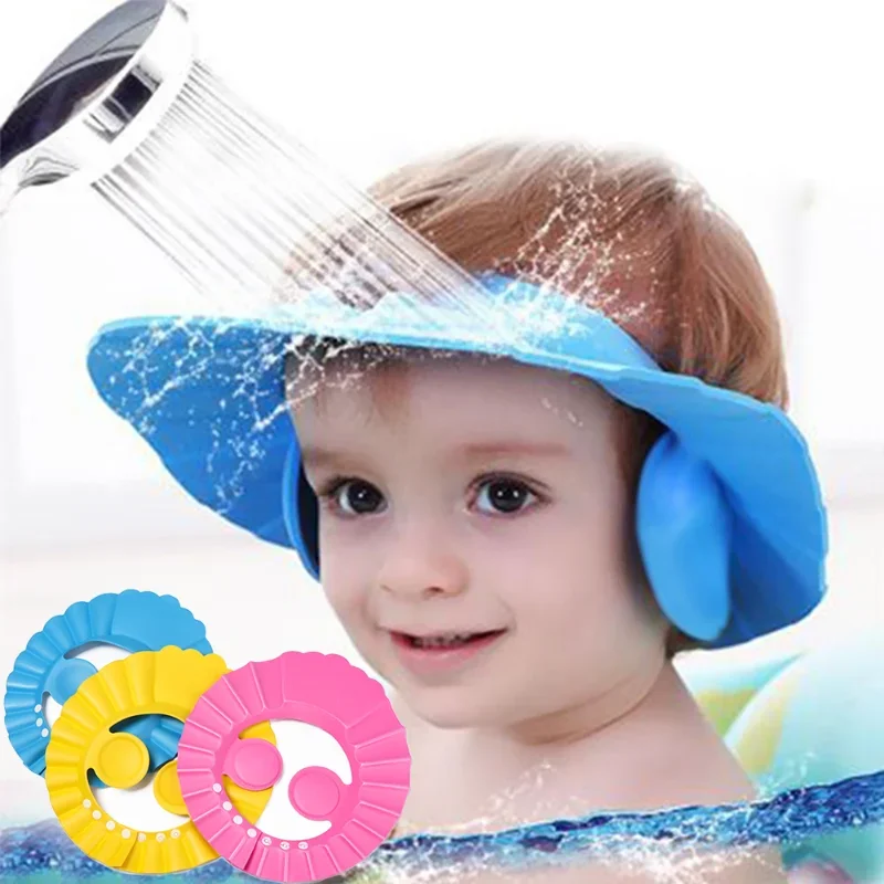 Gorros ajustables para Baby Shower, sombrero de champú para niños, protector de baño impermeable, visera de protección ocular para los oídos, gorro