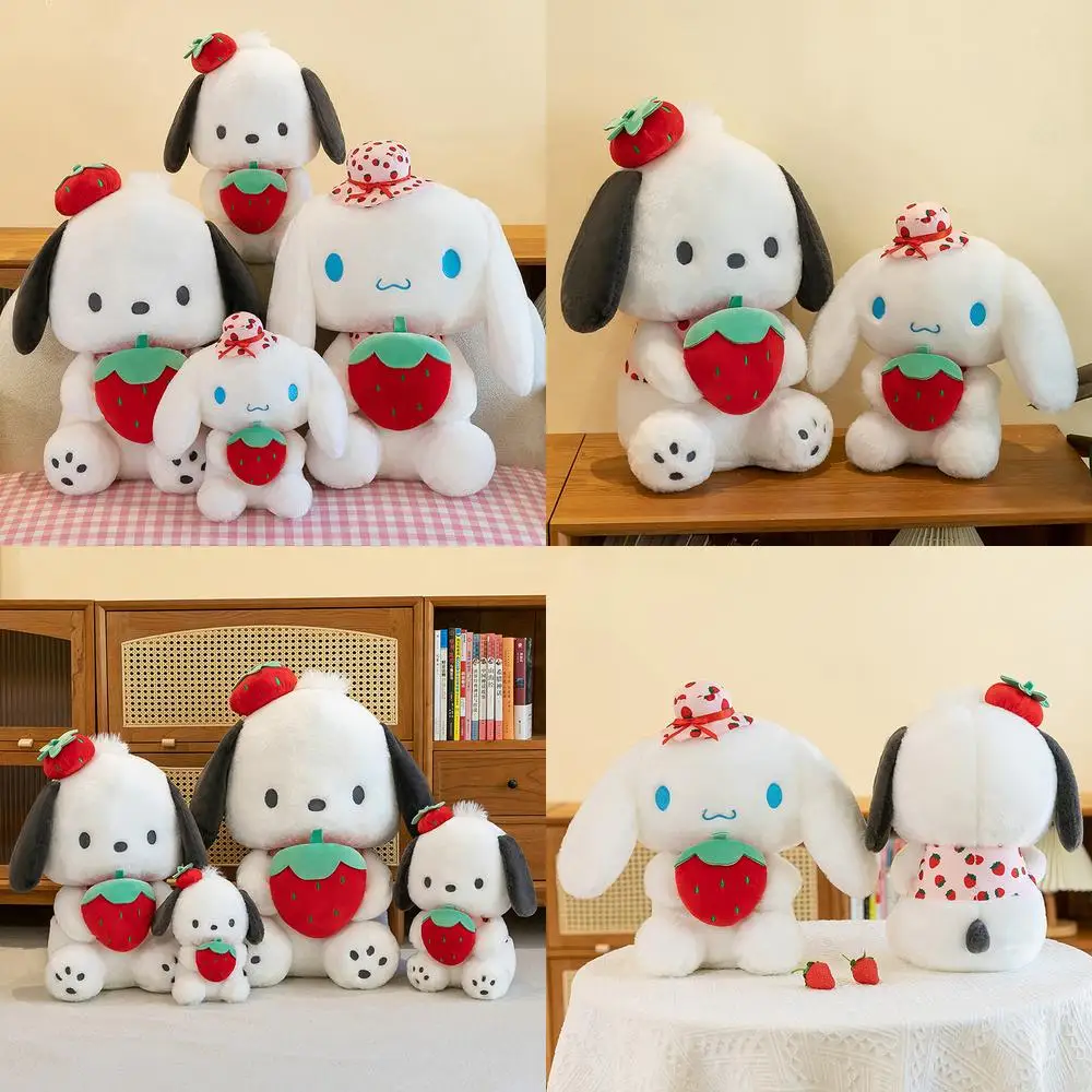 

Sanrio Kawaii Strawberry Cinnamoroll Plush Toy Stuffed Doll Cute Pochacco Holding Strawberry Kids Birthday Gift Large Soft Toy