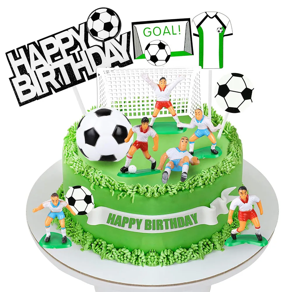 Soccer Cake Topper Soccer Ball Player Cake Decor Football Goal Cake Toppers Soccer Player Figure for Men Boy Soccer Sport Party