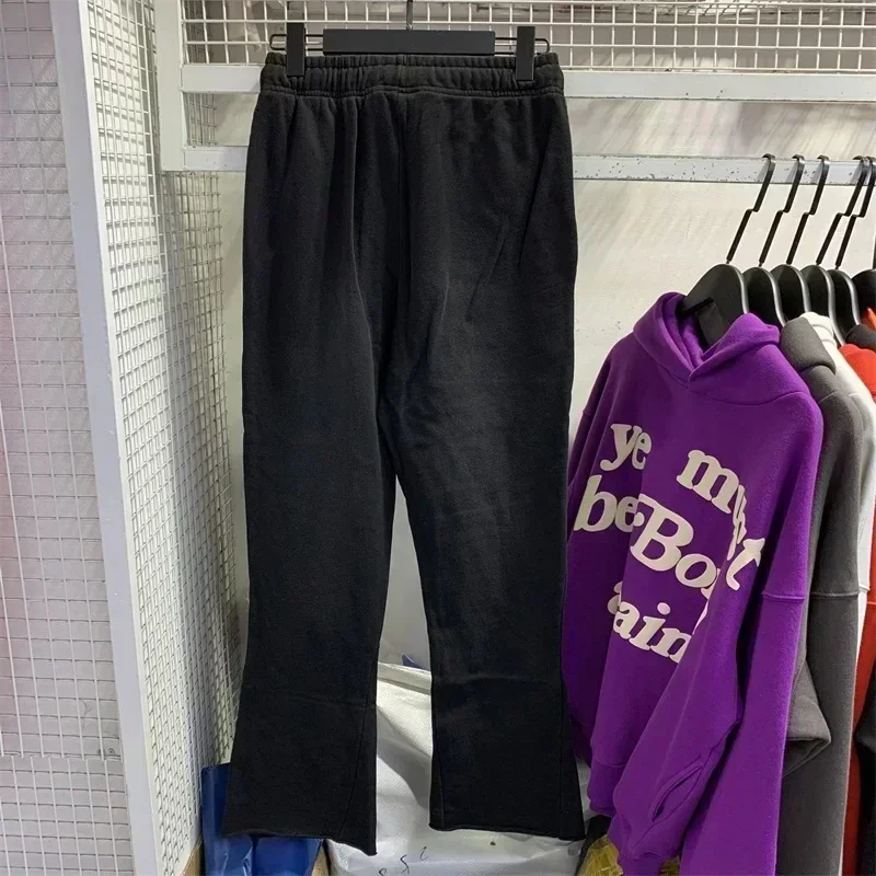 Pantalones con estampado de logotipo para mujer, pantalones de chándal de algodón puro con cordón para correr, conjunto de chándal negro