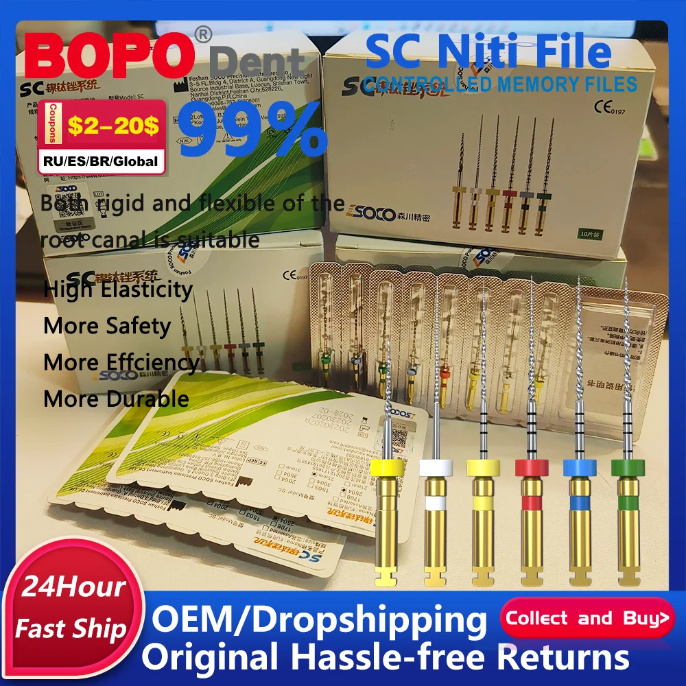 

Dental Endodontic SC Niti Files Flexible Rotary Endo File Nickel Titainium Engine Use Needle Endomotor Dentistry Tools 25/31mm