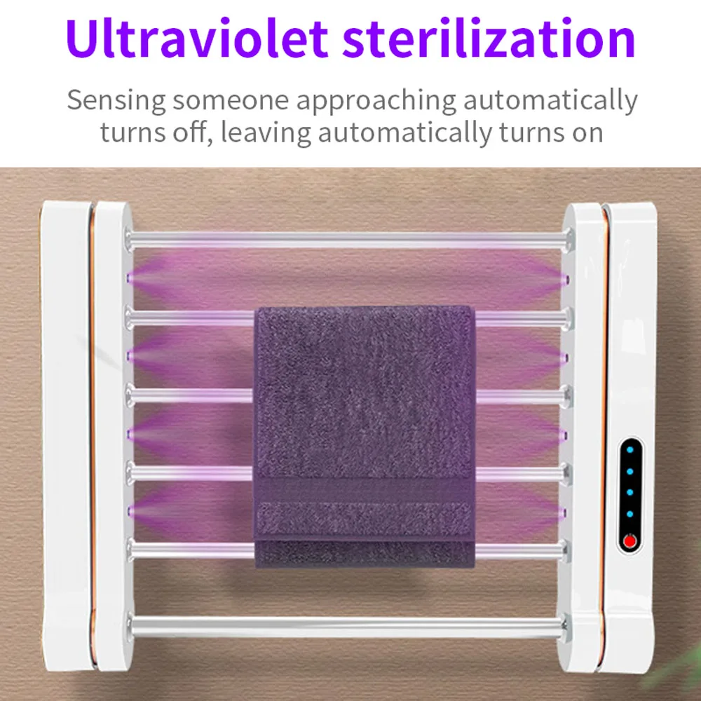 Imagem -06 - Toalheiro Elétrico para Banheiro Radiador Inteligente Aquecido com Lâmpada uv Termostático Automático Aquecedor de Toalhas Trilho 110 220v