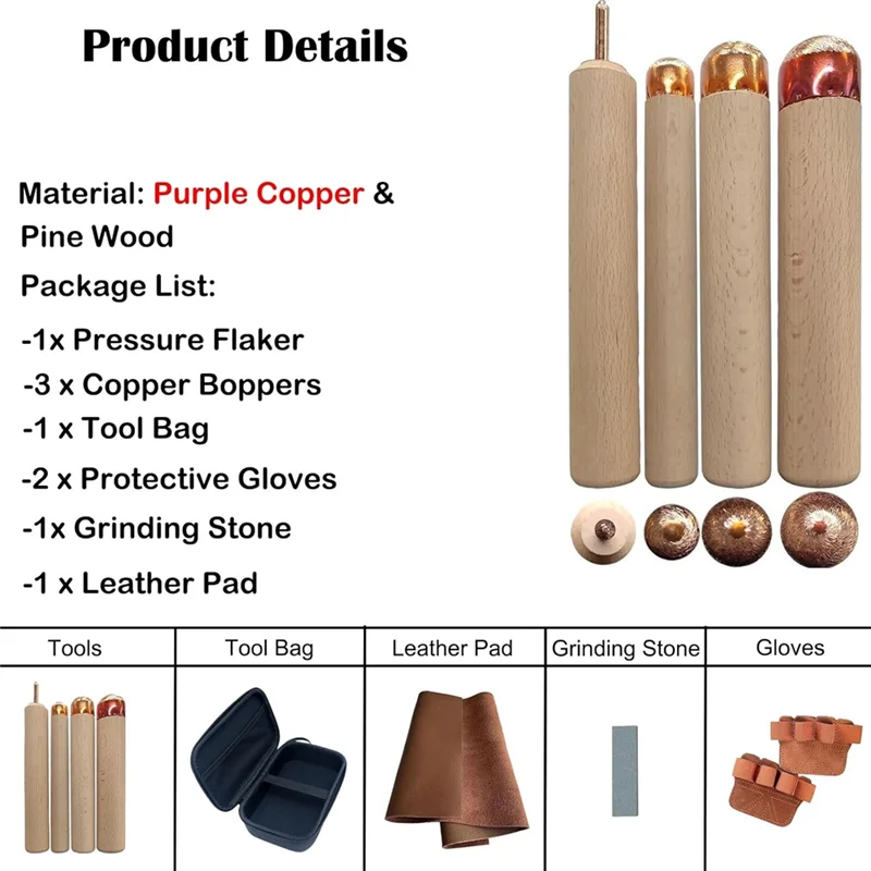

B08B-Dragon Crystal Stone Age Toolkit–Knapping Tools Kit For Pros , Obsidian Crafting Tool Pressure Flaker,Copper Boppers