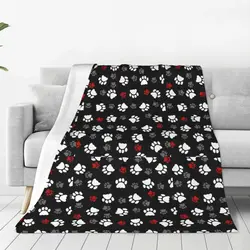 Cute Paw Blanket Cover Flannel Cat Dog Lightweight Throw Blanket for Bedding Couch Bedspread