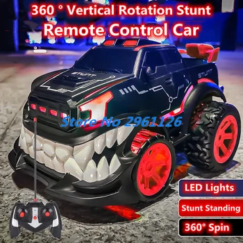 360° vertical rotation stunt remote control car devil tooth shape cool and bright lighting intelligent electric RC car children toy