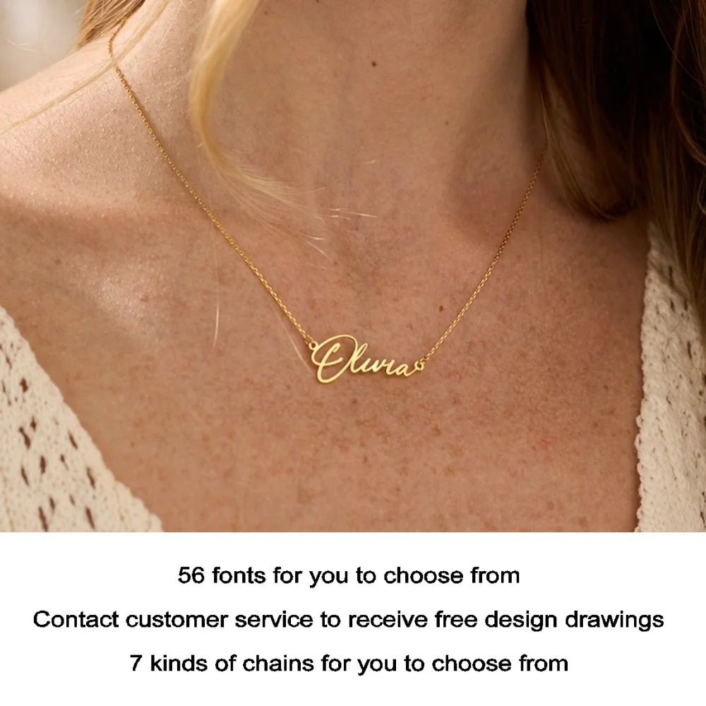 

New private custom name necklace, high quality waterproof rose gold chain, personalized letter necklace silver, wife gift