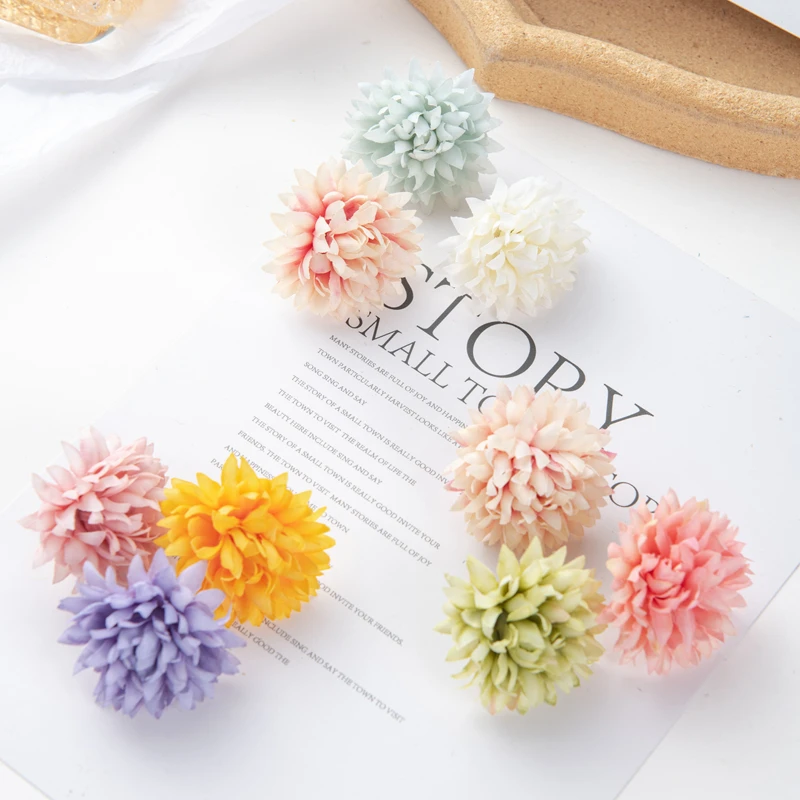 50PC Artificial Flowers Scrapbook Diy Gift Candy Box Wedding Garden Rose Arch Christmas Decorations for Home Fake Silk Carnation