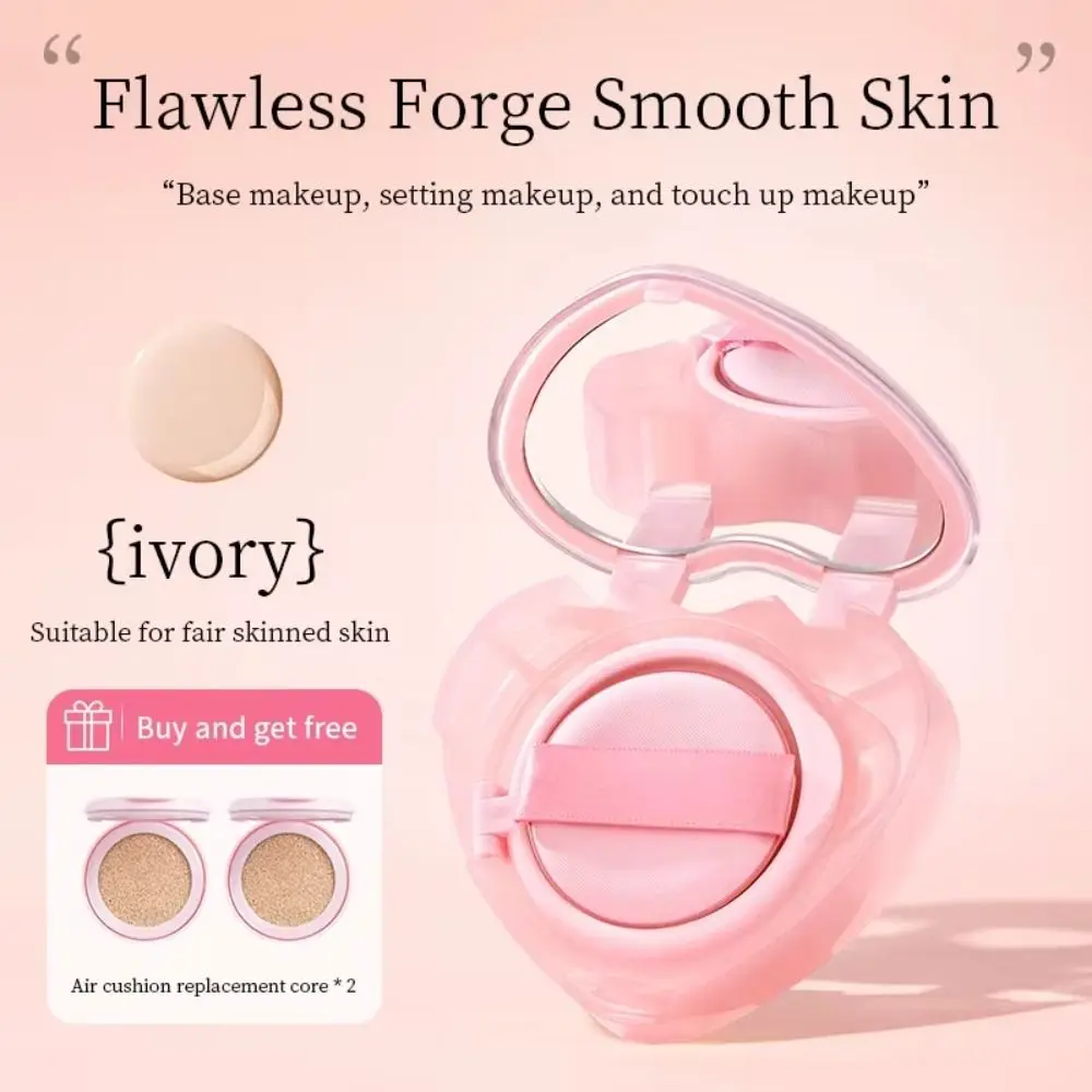 Lovely Delicate Texture Heart Concealer Lightweight Formula Charming Translucent Foundation Portable Sheer Coverage Air Cushion