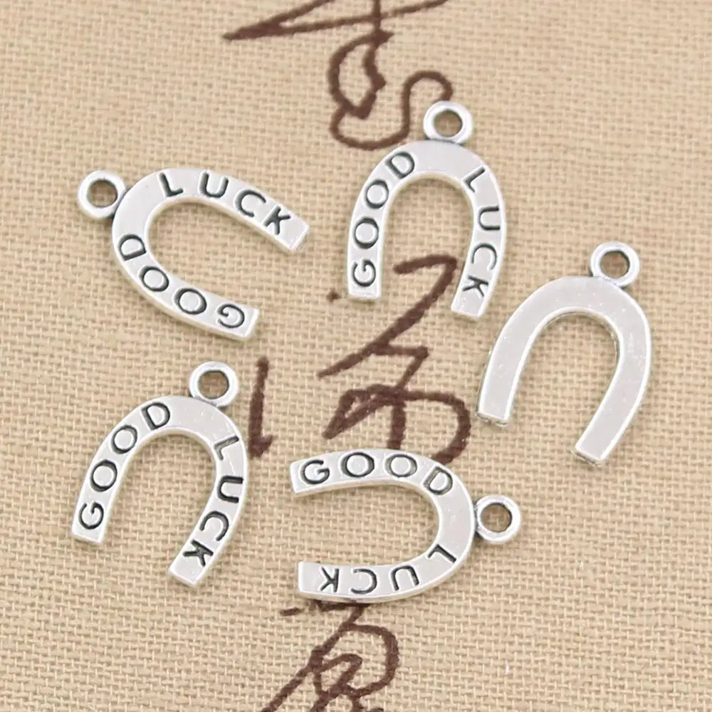 30pcs Charms Lucky Horseshoe Good Luck 17x12mm Antique Silver Color Pendants Making DIY Handmade Tibetan Silver Color Jewelry