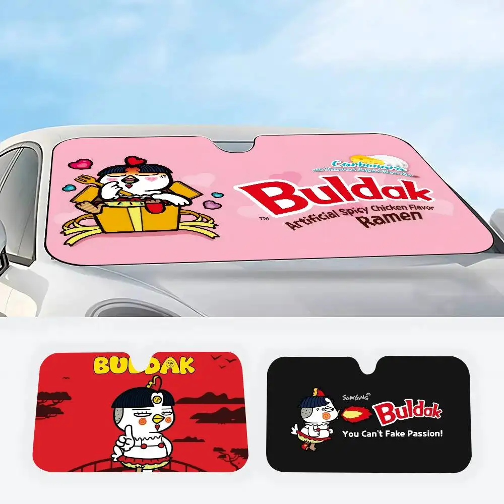 Parasol para Coche con Diseño de Anime Kawaii B-Buldak R-RameSn, Accesorios para Coche, Protector de Parabrisas, Visera Solar para Ventana, Cubierta Decorativa para Vehículo