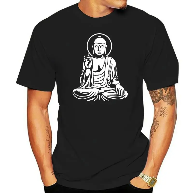 Cheap Sale Cotton T Shirt Short Sleeve Summer O-Neck Mens Buddha Statue Buddhism Tee Shirt