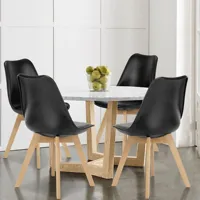 JHK PU Leather Dining Chairs Set of 4 Wooden Legs Lounge Chair for Home Kitchen Comfortable Sponge Cushion Living Room Chair 2