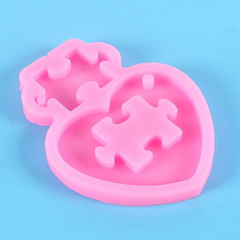 Love Puzzle Molde De Fundição De Resina, Quebra-cabeça Do Coração, Chaveiro Pingente, Molde De Silicone, Epóxi, Ferramentas De DIY